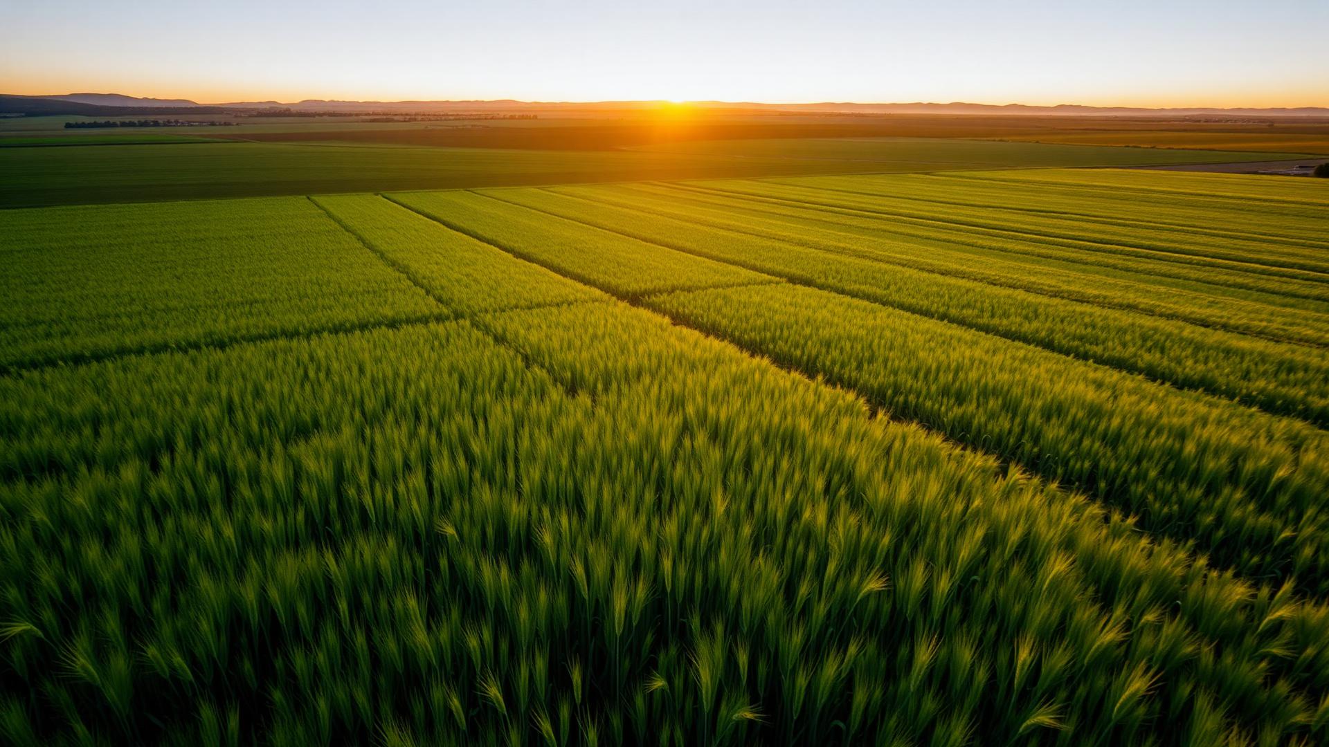 Agricultural field at golden hour